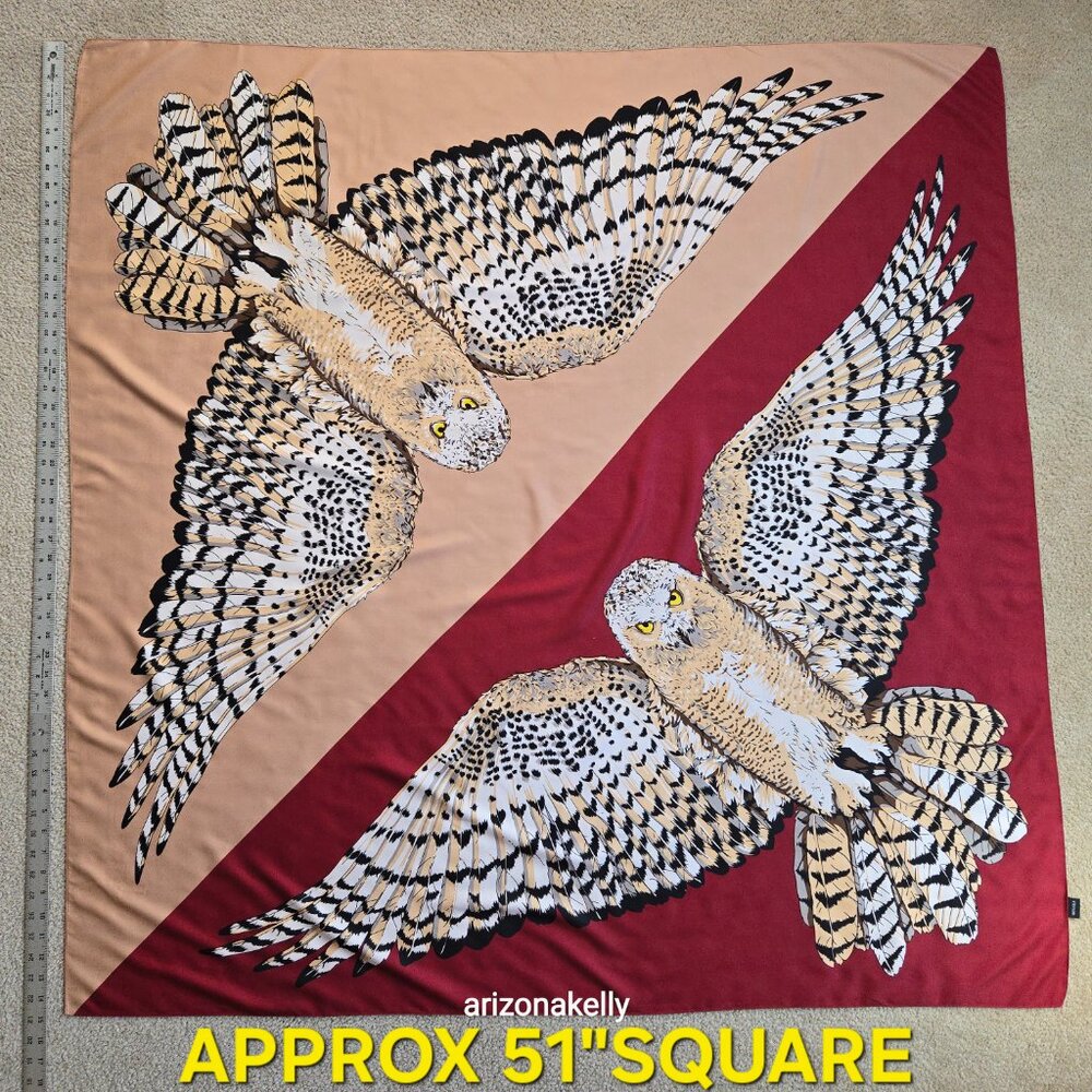 *HUGE* Silk Owl Scarf Wrap Shawl - Picture 2 of 16